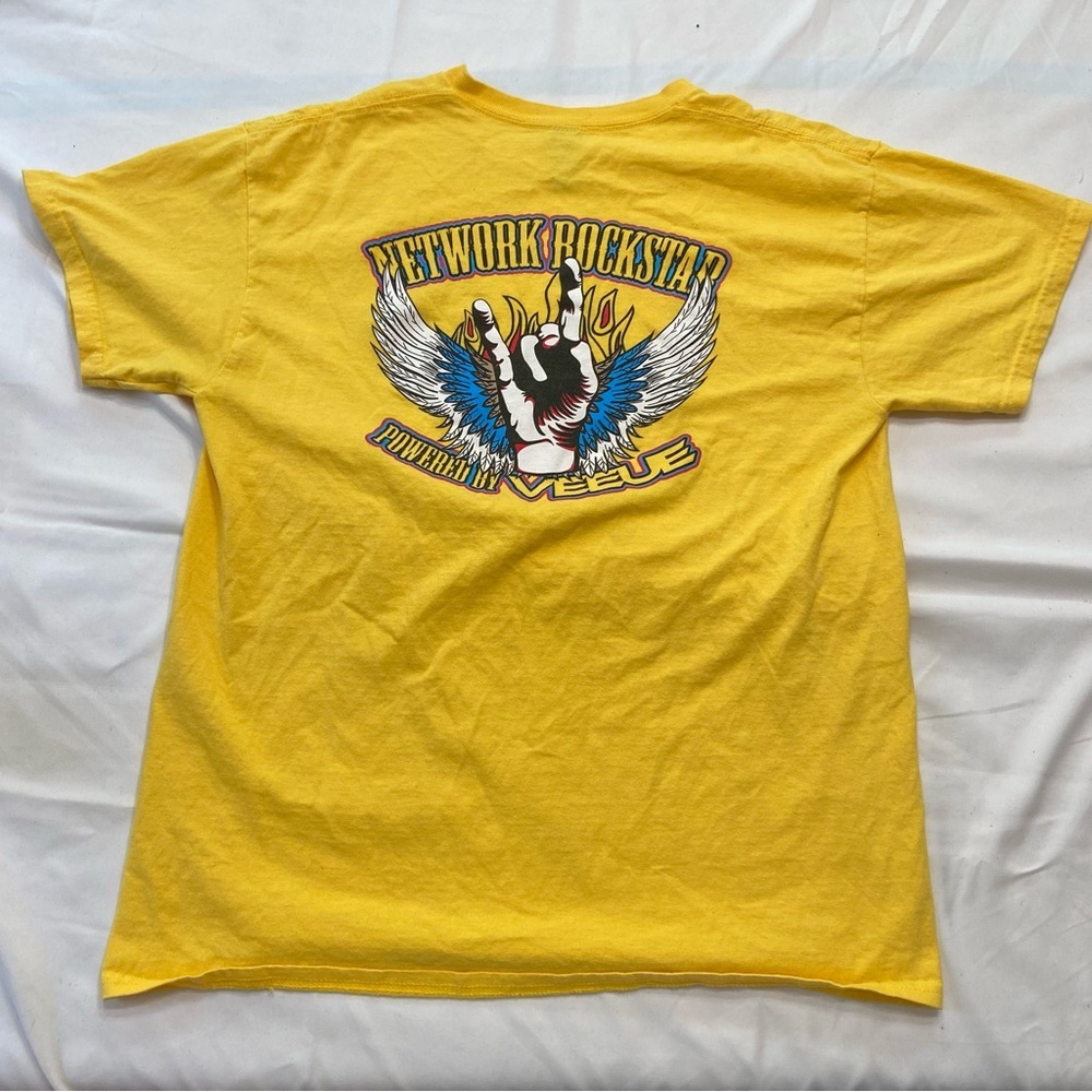 Network Rockstar Venus Yellow Graphic T Shirt Motorcycle Biker Tee Size M - Picture 4 of 7